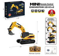 Modèle de véhicule excavateur télécommandé électrique en métal à l'échelle 1:64, mini excavateur RC en métal moulé sous pression à l'échelle 1:64