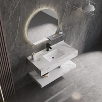 Meuble sous-vasque de salle de bain moderne de luxe Ovale Rectangulaire Marbre Pierre Couleur Blanc Armoires en céramique