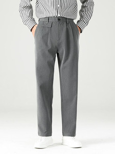 <span class=keywords><strong>Pantaloni</strong></span> Casual da uomo autunno inverno 2025 nuova moda Joker dritti <span class=keywords><strong>pantaloni</strong></span> drappo a vita media con cerniera Flat Front Style - Product Image 1