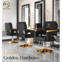 Fauteuil de Barbier Moderne Réglable en Hauteur, Hydraulique et Inclinable, en Cuir PU, Base Métallique, Éponge Haute Densité, Rotation 360°, Qualité Premium Mason