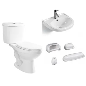 South American Market Hot Selling Sanitary Ware Siphonic 2-piece Toilet Wash Basin Bathroom Accessories Ceramic Bathroom Set