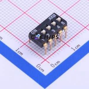 DSIC05LH-P DIP Switch Through hole Component (THT) Switch Flat Toggle, Raised Type Single Pole Single Throw 5 PC Pin - Product Image 1