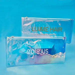 Guangzhou supplier wholesale high quality pvc transparent packaging jewelry holographic pouches bag for packaging