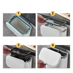 Poubelle de salle de bain 7/9L, poubelle murale, poubelle à déchets alimentaires, poubelle à compost, poubelle de cuisine en plastique suspendue avec couvercle - Product Image 4