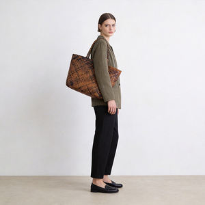 Bolso Tote Grande de Cuero Tejido a Mano para Mujer, Bolso de Hombro de Cuero Vacuno Genuino, Apto para Laptop de 17 Pulgadas, con Cierre y Gran Capacidad, para Negocios - Product Image 5