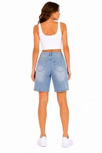 Gonna a tubino in denim a vita alta con dettagli rivetti, in cotone lavato, casual per l'estate - Product Image 2