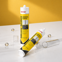 SANIO Mastic silicone acétique multi-usages haute performance, étanche et anti-jaunissement, pour l'installation de fenêtres et portes, 300ml