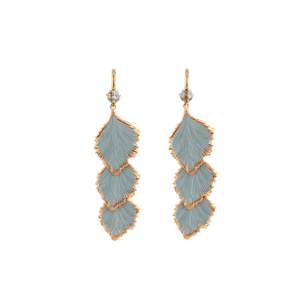 Boucles d'oreilles pendantes tendance en acier inoxydable 316L plaqué or PVD, design feuille durable et résistant - Product Image 2