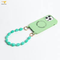 Femme Mignon Etui de Téléphone Avec Sangle Pierre Chaîne Cordon Poignet Aimant Dans Crossbody Chaîne de Téléphone 14 Pro Max Pour iPhone Porte-clés de Téléphone