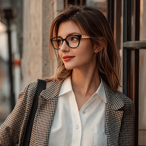 Montures optiques CP en gros pour femmes, lunettes œil-de-chat surdimensionnées avec branches décorées à motif métallique, pour commande en gros - Product Image 1