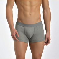 Celana Boxer Pria Katun Stretch Berkualitas Tinggi, Low-Rise, Bernapas, Rajutan, Logo Custom, Warna Solid, Klasik, Tanpa Jahitan