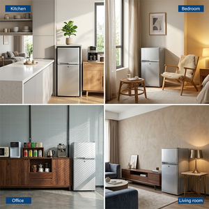 <span class=keywords><strong>Réfrigérateur</strong></span> OEM 80L à double porte, étagère en verre, congélateur supérieur, compartiment frais séparé, faible consommation d'énergie, refroidissement rapide - Product Image 3