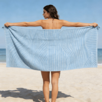 Oversized Custom Beach Towel with Embossed Jacquard & Tassel, OEKO-TEX Certified for Hotels & Resorts