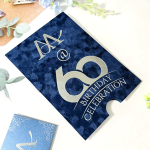 Custom <b>Embossed</b> Birthday Invitation <b>Card</b> Blue Velvet Die Cut Design with Tassel Decor for Wedding - Product Image 3