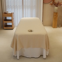 Draps plats pour table de massage en coton et lin, microfibre, avec logo personnalisé, respectueux de la peau, anti-plis, anti-boulochage, OEM