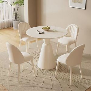 Moderner Luxus-Esstisch und Stühle Modedesign Weiße Farbe Günstiger Preis Runder Esstisch mit Stühlen - Product Image 2