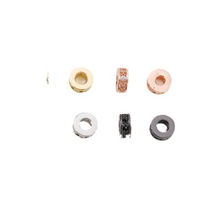 Micro Paved Zircon <b>Spacer</b> Beads Round 18K Gold Plated Copper Jewelry Findings For Bracelet Necklace Making Components Wholesale - Product Image 5