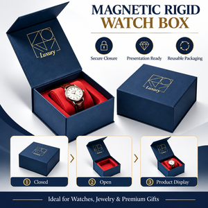Caja de regalo magnética personalizada para reloj, estilo libro, caja de embalaje de papel de lujo para reloj, inserto de terciopelo EVA personalizado, logotipo con estampado en caliente para reloj - Product Image 3