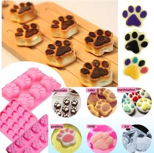 Moule en Silicone réutilisable pour chiens, moule en Silicone pour friandises, moules pour pattes de chien en glace, moules personnalisés en chine, outils pour gâteaux, rouge, rose, violet - Product Image 6