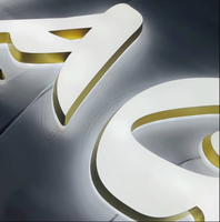 Lettres en acrylique LED miniatures personnalisées double face, sans bordure, 3D, étanches IP65, pour signalétique murale de magasin de voitures, restaurant