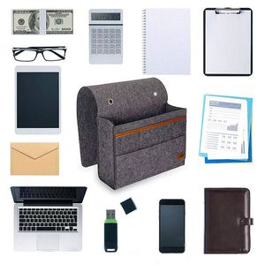Organisateur de chevet et de canapé en feutre gris foncé pour rangement suspendu, pour une organisation efficace - Product Image 4