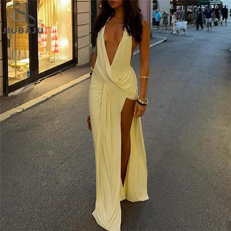 Backless Plunge Dress - Sexy Halter Maxi Dress 2025 Backless Plunge Dress - Sexy Halter Maxi Dress 2025