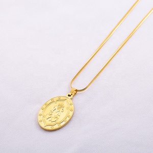<span class=keywords><strong>Retro</strong></span> Charm Trend Pria Wanita Stainless Steel Hypoallergenic Plating Emas Virgin Mary Kalung - Product Image 4