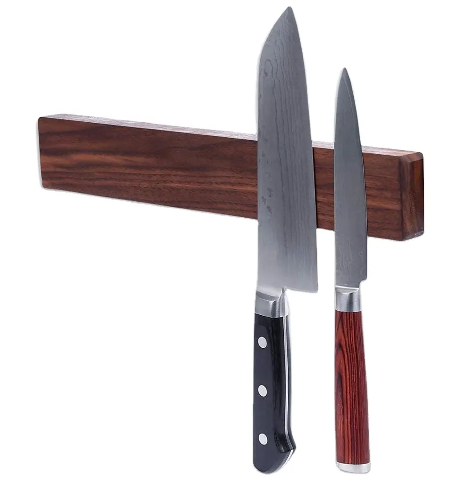 Suporte poderoso de faca magnético, 16 polegadas, suporte de parede de madeira sólida, ferramenta de armazenamento