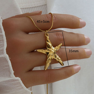 Collares de Moda Hawaiana de Verano, Joyería de Acero Inoxidable 316L, Collar de Conchas Marinas Chapado en Oro de 14k y 18k para Mujer - Product Image 2