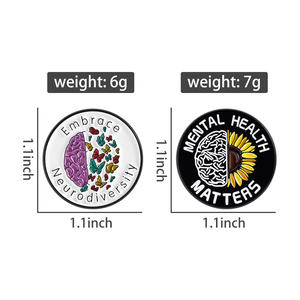 كرتون دماغ وعباد الشمس يحتضن دبابيس المينا التنوع العصبي مسائل الصحة العقلية بروشات فراشة هدية - Product Image 6