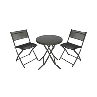 Ensemble table et chaises pliantes 3 pièces en métal au design moderne, hauteur réglable, convertible, pour extérieur, hôtel, cour, parc