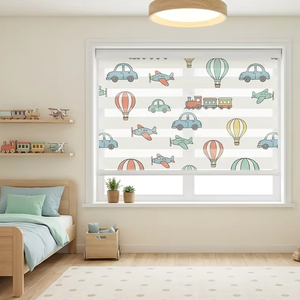 ZSTARR Stores à lamelles horizontales réglables pour enfants, motif zèbre imprimé personnalisé, pour fenêtre coulissante - Product Image 1