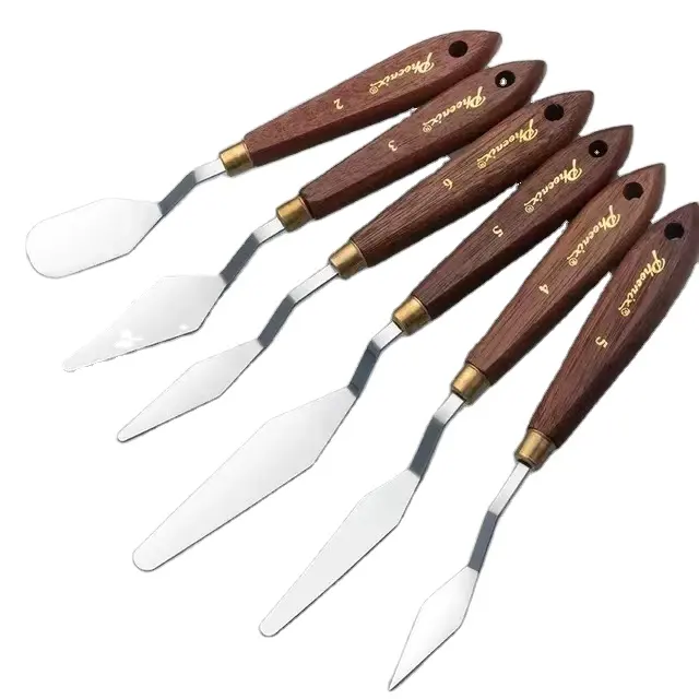 Paul Cezanne toptan paslanmaz çelik boyama kazıyıcı bıçaklar ahşap saplı yağlı boya Spatula seti boyama kullanımı sanat Diy kazıyıcı