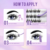 Cils pré-collés réutilisables Foxy Eye, segments en grappes, cils en L, légers, pré-collés en grappes