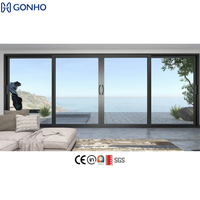 Pintu Geser Patio Kaca Aluminium Alloy Tahan Badai Anti Angin Anti Air Kedap Suara Kaca Tempered Ganda Eksterior