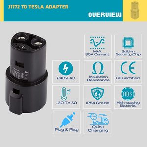1型J1772至特斯拉电动汽车充电适配器60A 250伏交流电，适用于特斯拉3/<span class=keywords><strong>S</strong></span>/X/Y <span class=keywords><strong>SAE</strong></span> J1772型电动汽车充电器 - Product Image 6