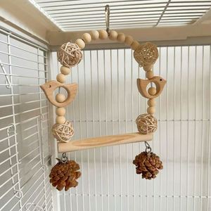 Juguete para loros: Suministros para masticar, pelota de piña con diseño de piel de tigre, rompecabezas de escalada, columpio de peonía para jaula de pájaros, alivio del aburrimiento y el estrés - Product Image 3