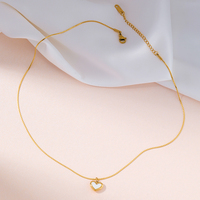 Collier artisanal en acier inoxydable avec pendentif en forme de cœur pour fille et femme, chaîne en or 18 carats