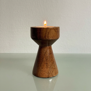 Solid Wood Geometric Candle Holder <b>Tea</b> Light <b>Stand</b> Decorative Accent for Contemporary Home Styling B2b Supply - Product Image 1