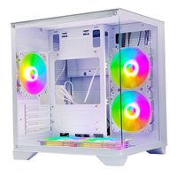 MANMU Casing komputer Desktop Mid Tower, Casing PC MicroATX transparan Gaming Matx