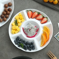 Assiette ronde à motifs solides de qualité alimentaire, plateau de service à fruits à cinq compartiments pour hôtels et restaurants, design moderne et minimaliste