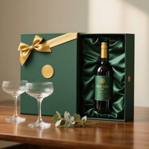 Caja de Regalo de Lujo Ecológica Magnética Verde, Fabricada con Materiales Reciclados, Forro de Esponja, Logotipo Personalizado, Embalaje Rígido de Cartón, Vino de Alta Gama - Product Image 4