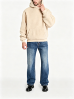 Sweat à capuche épais en polaire sherpa pour homme avec logo personnalisé, col haut, pour le printemps et l'automne