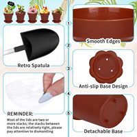 Pot de fleurs tasse à Dessert avec couvercle pelle cuillère plateau à gâteau en plastique petite tasse en pot Mousse conteneur pouding support pour crème glacée bricolage