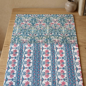 Premium Blue Floral Block Print Cotton <b>Fabric</b> Traditional Botanical <b>Textile</b> for Dresses Quilting Sewing <b>Home</b> Decor and Apparel - Product Image 1