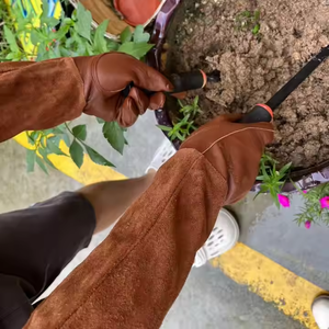 Élagage en peau de mouton Rose Gants de jardinage tendres Résistant à l'usure Stab-proof Gants longs résistants aux coupures Apiculture Gants écologiques - Product Image 5