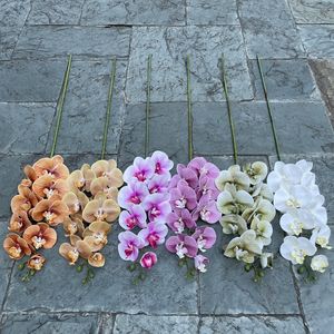 Haute qualité tige unique 9 têtes vraie touche fleurs d'orchidées blanches en gros artificielle Phalaenopsis bleu Graduation Pâques - Product Image 3