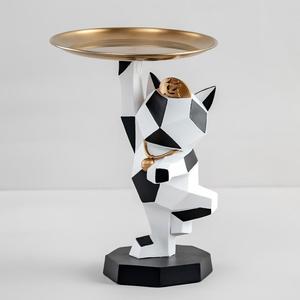 Oferta de Fábrica: Bandeja Decorativa de Resina con Gato de la Suerte Geométrico Pintado a Mano, Adorno de Mesa, Almacenamiento y Decoración para el Hogar - Product Image 4