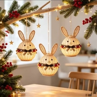 Luminaire suspendu décoratif en rotin en forme de lapin pour Noël, idéal pour la décoration de la maison, du salon, de la chambre à coucher, accessoires de décoration, vente en gros