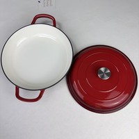Casserole en fonte émaillée 31 cm, type Dutch Oven peu profonde, antiadhésive, écologique, certifiée LFGB, compatible tous feux et fours